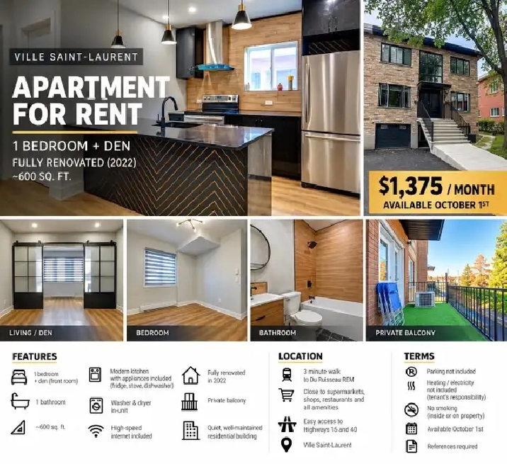 3 ½   bureau | Ville Saint-Laurent | 1 375 $/mois