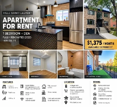 3 ½   bureau | Ville Saint-Laurent | 1 375 $/mois