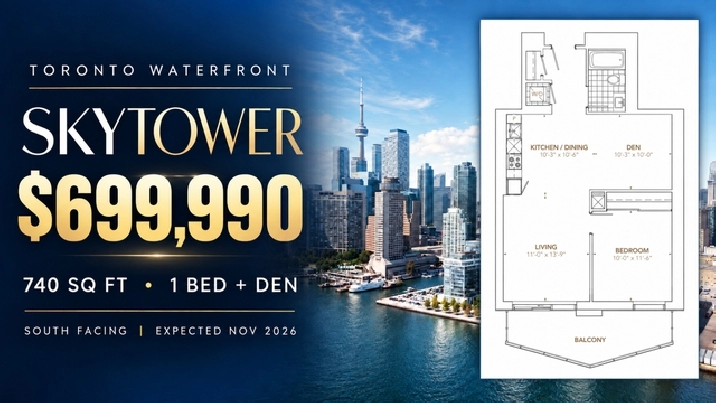SkyTower Toronto Waterfront | 740 Sq Ft 1 Bed Den | $699,990