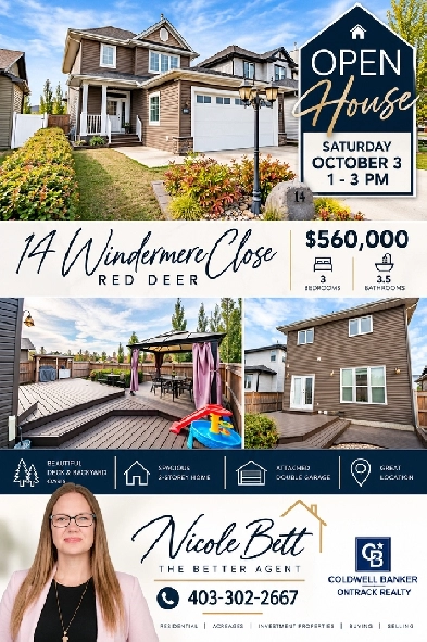 Open House Sat OCT 3 between 1-3pm