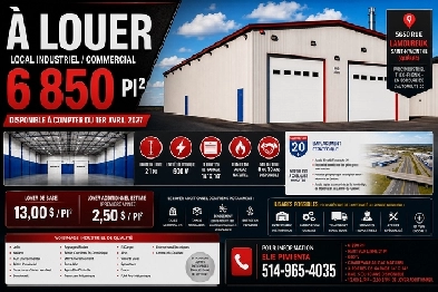 FOR LEASE – 6,850 SQ. FT. INDUSTRIAL / COMMERCIAL SPACE....