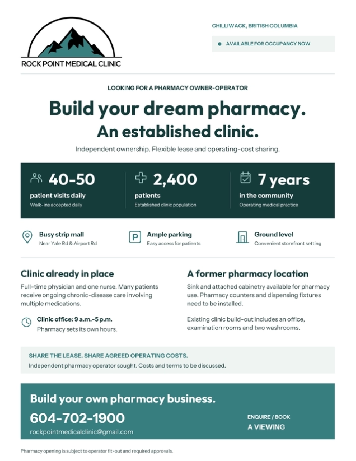 Build Your Dream Pharmacy | Chilliwack Clinic Owner-Operator