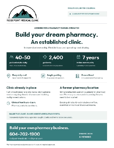 Build Your Dream Pharmacy | Chilliwack Clinic Owner-Operator