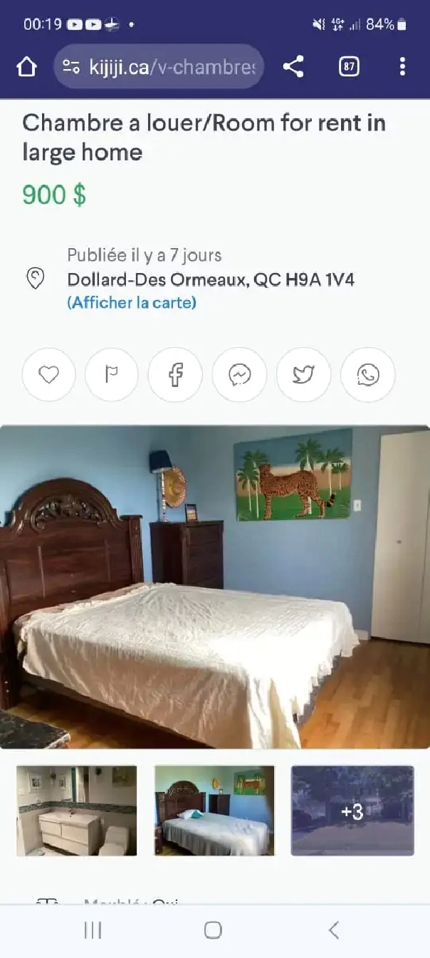 Room for rent in large home/Chambre a louer dans grande maison
