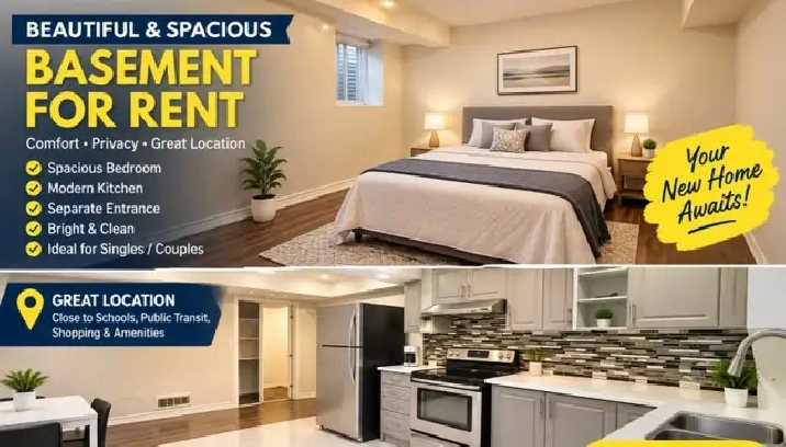 2 Bed Basement for rent