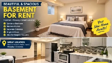 2 Bed Basement for rent