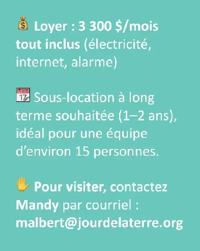 Sous-location de bureaux – avec terrasse ! Mile-End