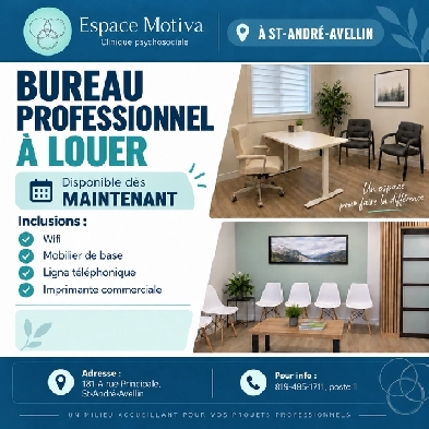Bureau professionnel à louer!