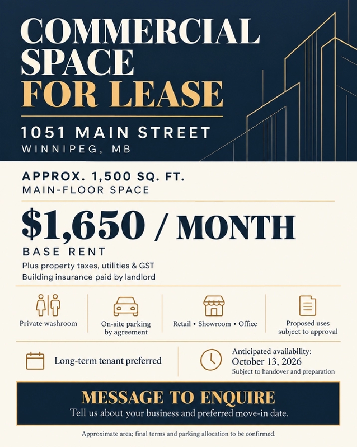 1051 Main St | Approx. 1,500 SF Retail / Office | $1,650   Taxes