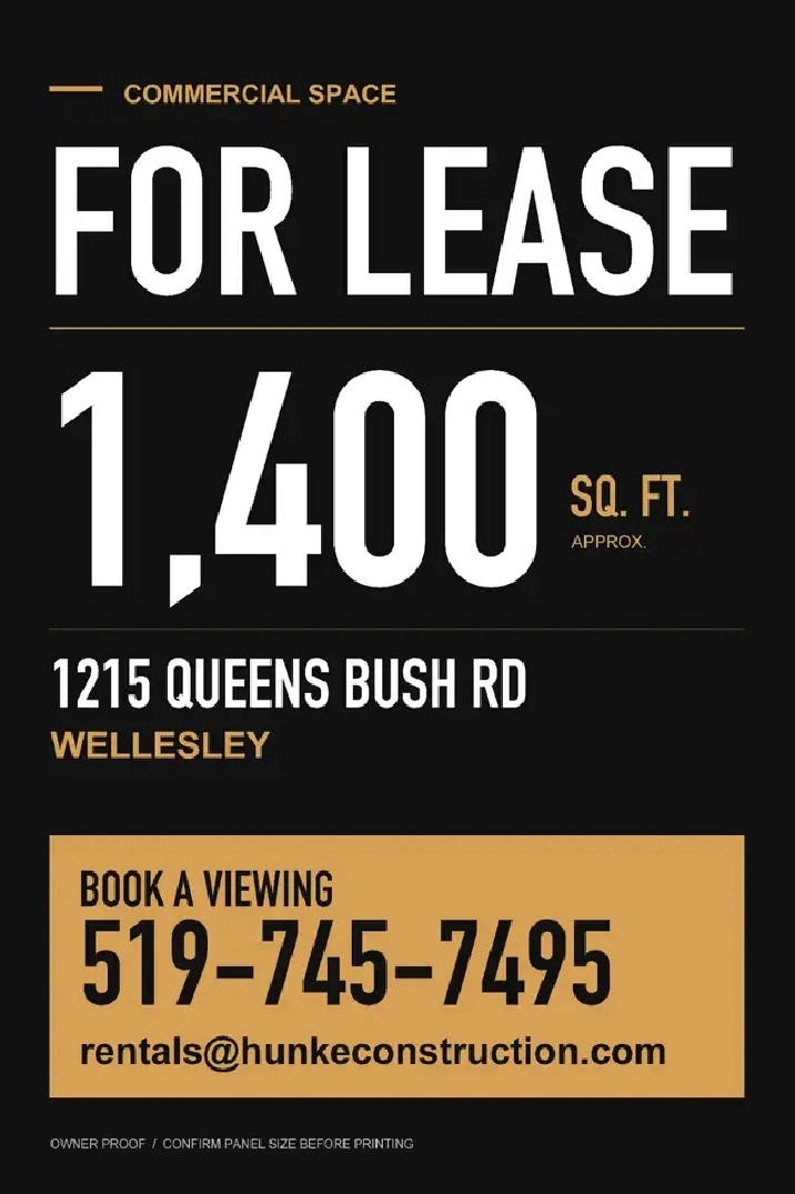 Commercial Space for Lease in Welesley, ON