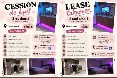 CESSION DE BAIL TOUT INCLUS/ LEASE TRANSFER ALL INCLUDED