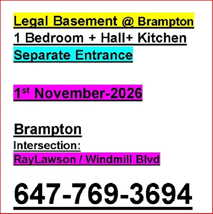 One Bedroom Legal Basement-November-1st-2026