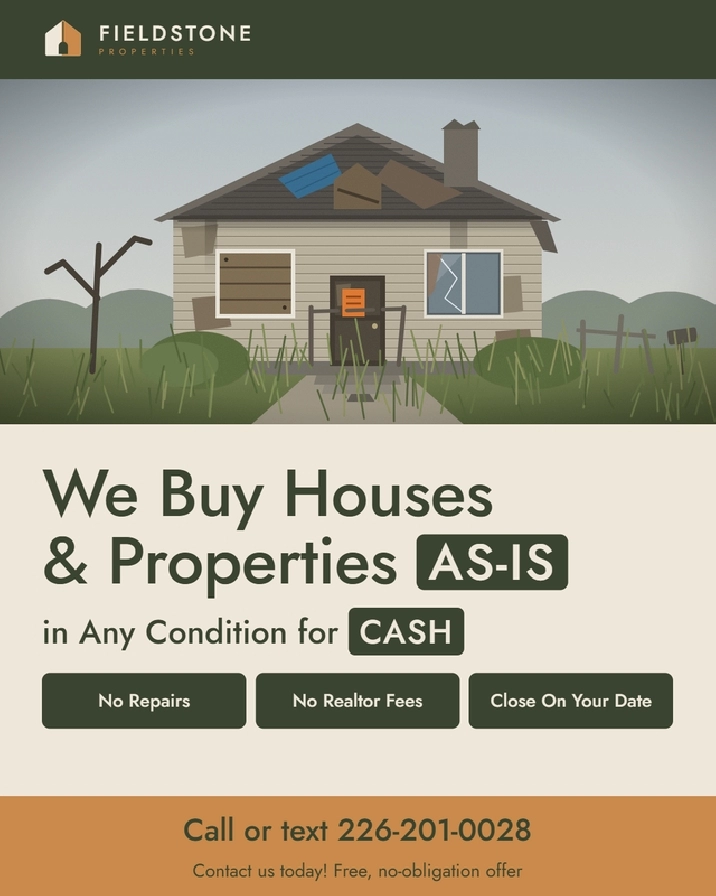 - WE BUY HOUSES AND PROPERTIES CASH AS-IS -