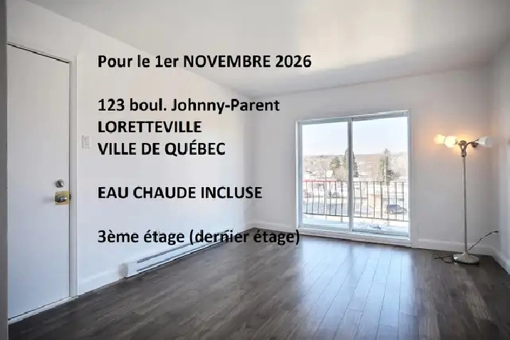 4 1/2 au 123 Johnny-Parent à LORETTEVILLE, EAU CHAUDE INCLUS