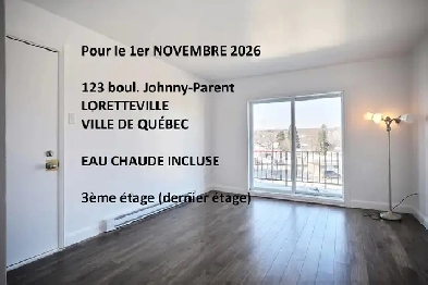 4 1/2 au 123 Johnny-Parent à LORETTEVILLE, EAU CHAUDE INCLUS