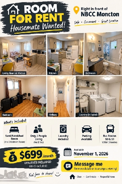 Room for rent in moncton