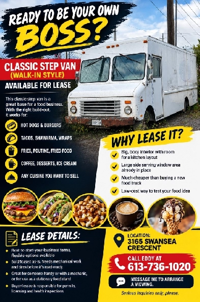 Step Van / Food Truck Shell for Lease – Start Your Food Business