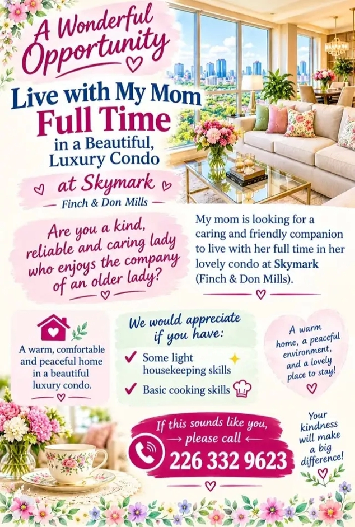 Companion for Senior in Skymark Condo