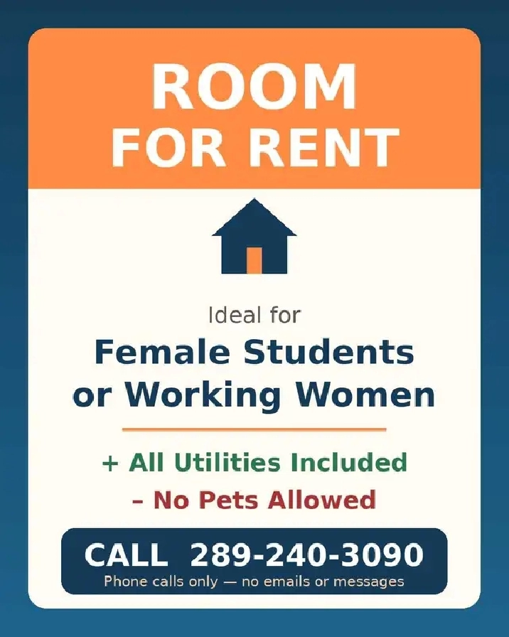 Room for rent near Oshawa Shopping Center