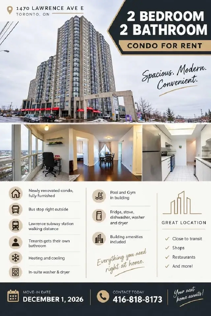 2 Bedroom 2 Bathroom Condo for Rent