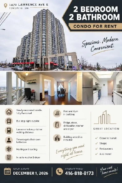 2 Bedroom 2 Bathroom Condo for Rent