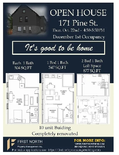 OPEN HOUSE – Oct 22 | Newly Renovated Apartments | 171 Pine St