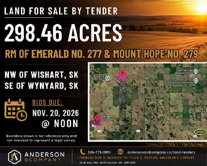 Land Tender  - RM Nos. 277 & 279 - SE of Wynyard, SK