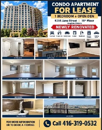 CONDO FOR RENT- 1 BED 1 DEN - VAUGHAN