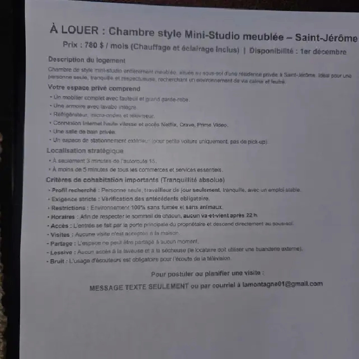 chambre à louer