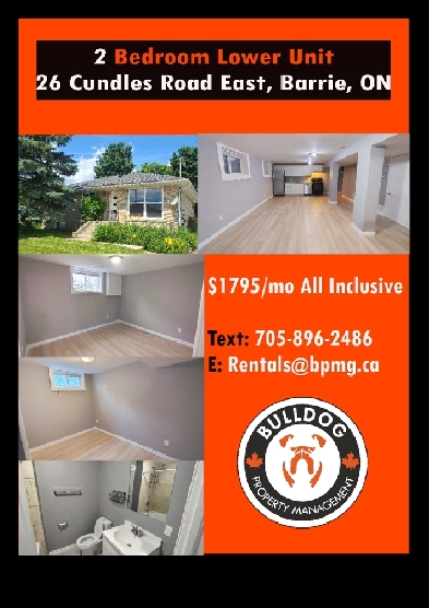 2 Bedroom Lower Unit in North Barrie