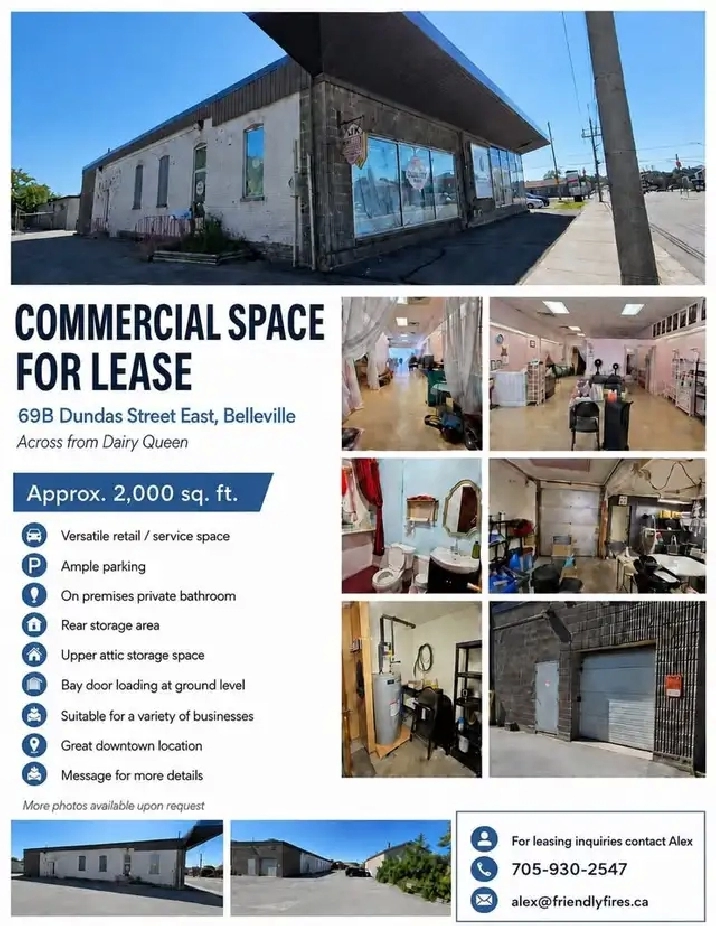 COMMERCIAL SPACE FOR LEASE – Approx. 2,000 sq.ft. Belleville, ON