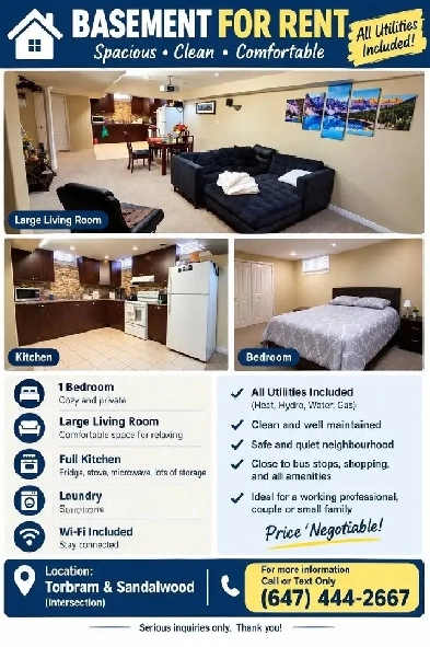 Basement for rent available